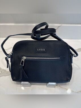 LODIS Charlotte Black Pebbled LEATHER SMALL CROSSBODY BAG HANDBAG PURSE
